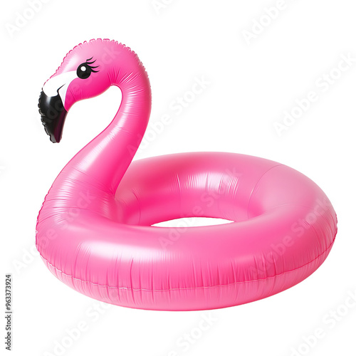 pink inflatable flamingo isolated on transparent background Generative Ai.