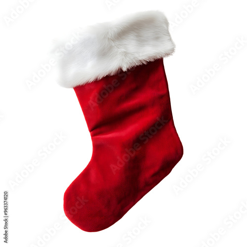 Christmas stocking isolated on transparent background Generative Ai. photo