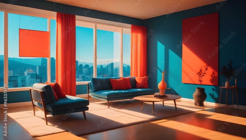 Photo interior modern design room 3d illustration Photo interior modern design room 3d illustration