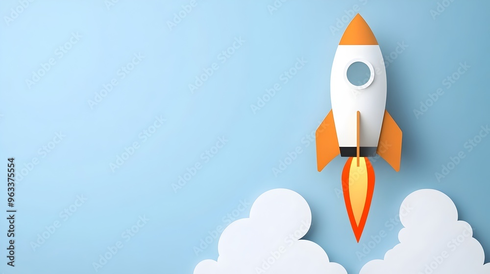 Orange Rocket in 3D Minimalist Design Representing Business Ambition - Growth, Success, and Strategic Lift Off Orange Rocket in 3D Minimalist Design Representing Business Ambition - Growth, Success, and Strategic Lift Off