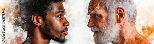 Diverse Generations Discussing Mental Health in Soft Watercolor Tones