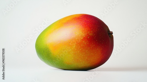 Ripe Mango with Green, Yellow, and Red Skin photo