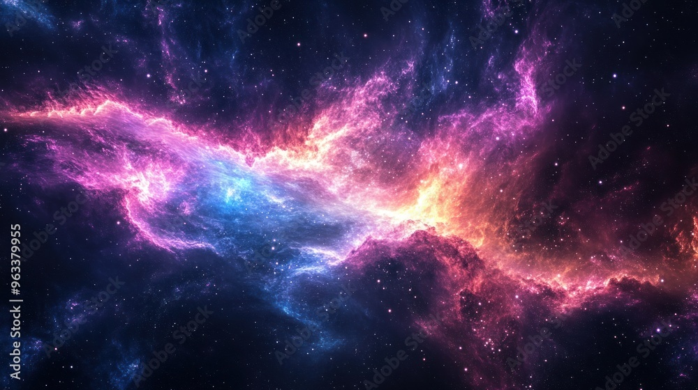 Fototapeta premium A Cosmic Nebula with Vibrant Hues and Interstellar Dust