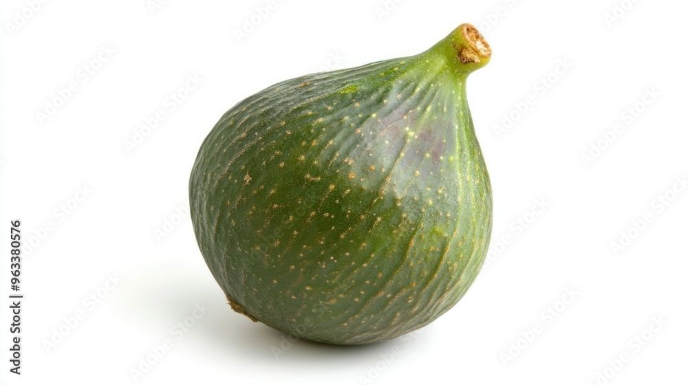 A Single Green Fig with a Slightly Dried Stem A Single Green Fig with a Slightly Dried Stem