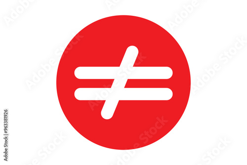 Inequality sign symbol icon vector set.