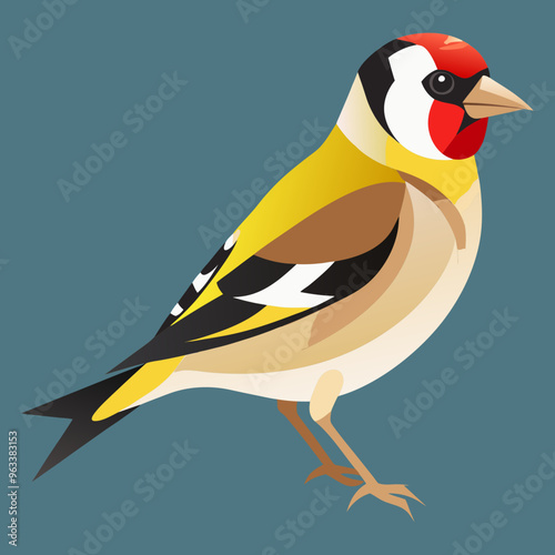 Download Goldfinch Bird Vector Art Illustration White Background Svg File For Design.