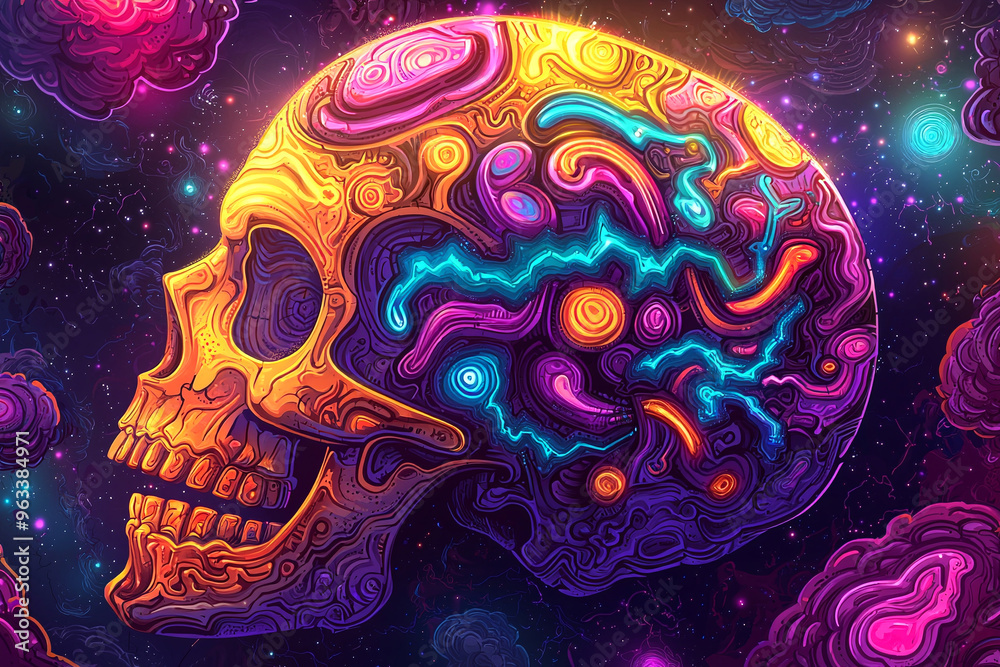 Colored Epic Skull Illustration