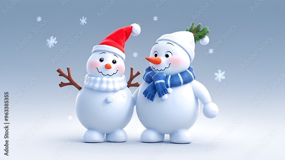 christmas greeting card with copy space, two snowman christmas greeting card with copy space, two snowman