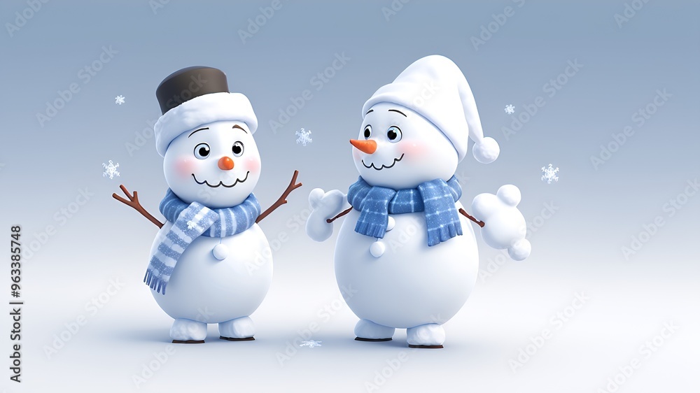christmas greeting card with copy space, two snowman christmas greeting card with copy space, two snowman