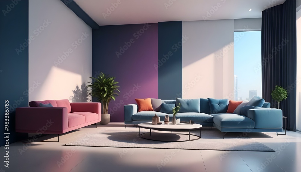 Photo interior modern design room 3d illustration