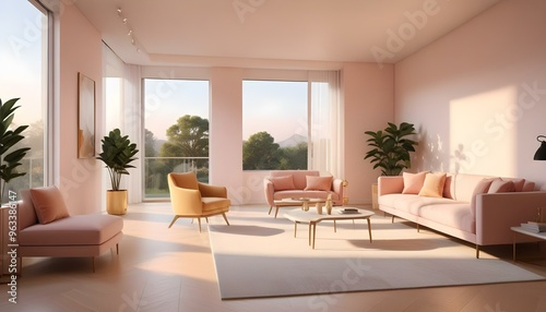 Photo interior modern design room 3d illustration