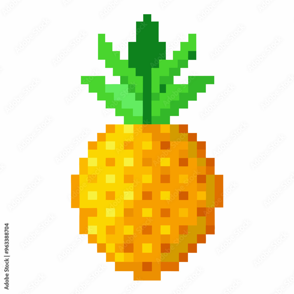 Fototapeta premium Pixel Art Pineapple Icon Retro 8 Bit Styled Fruit Illustration for Digital and Print Projects