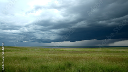 Dramatic Storm Clouds Over Lush Green Field Landscape - Nature Photography