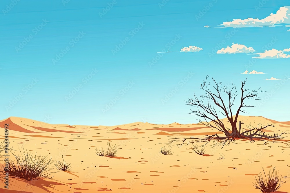 Φωτογραφία A Lone Tree Stands Tall Against the Harshness of the Desert, a Symbol of Resilience in a World of Sand and Sky