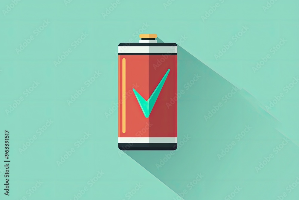 Obraz premium Fully Charged: A Simple, Flat Design Battery Icon with a Checkmark