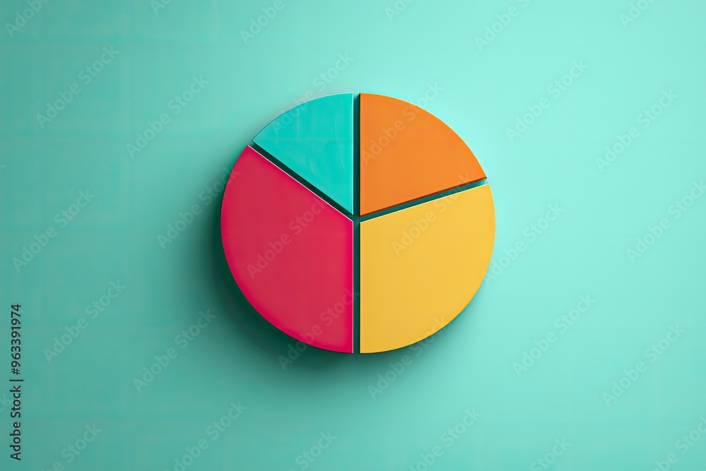 A Simple, Flat Design Pie Chart Representing Data with Four Colorful Segments. A Simple, Flat Design Pie Chart Representing Data with Four Colorful Segments.