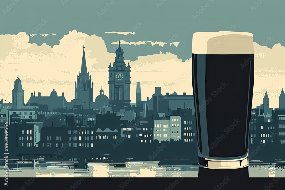Obraz premium Dublin's Skyline: A Toast to the City with a Pint of Guinness