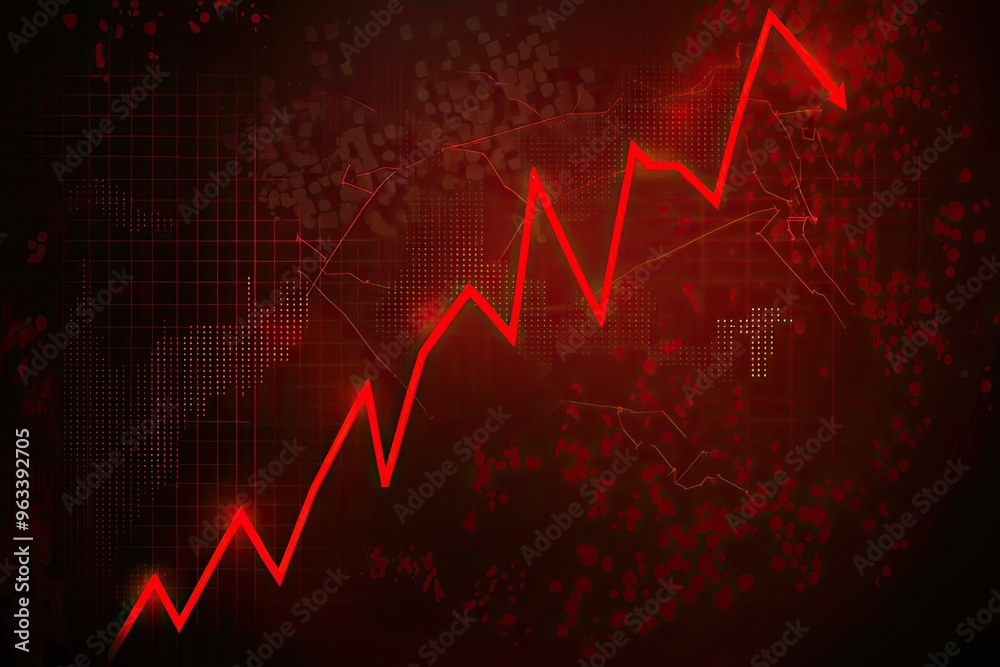 Naklejka premium Red Alert: Stock Market Crashing, Is This the End? A Dramatic Visual Depiction of the Market's Plunge.