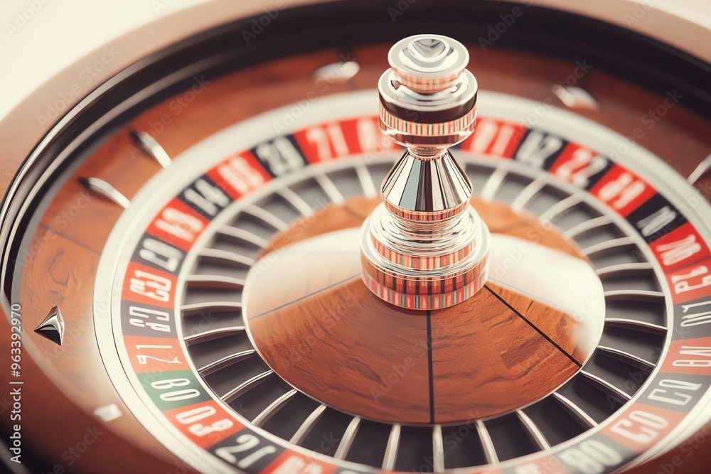 Close-up of a spinning roulette wheel in a casino. Close-up of a spinning roulette wheel in a casino.