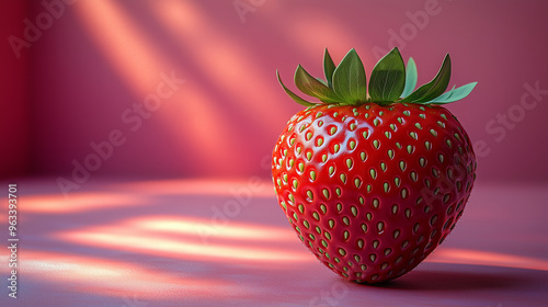 En macro, une fraise rouge et juteuse, posée sur une feuille verte, est isolée sur fond blanc. Ce fruit mûr, organique et délicieux, parfait pour un dessert sain et un régime, met en valeur sa fraîche