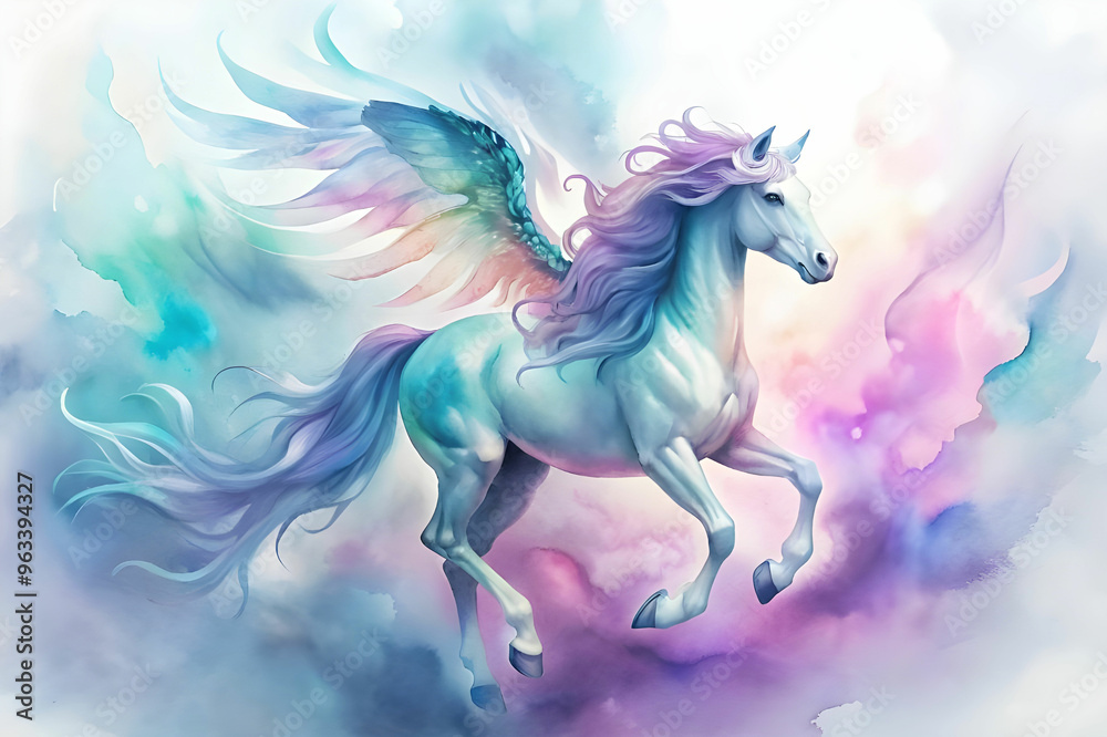 A Pegasus materializes from the wispy tendrils of smoke, its mane and tail billowing behind it in a graceful dance. A Pegasus materializes from the wispy tendrils of smoke, its mane and tail billowing behind it in a graceful dance.
