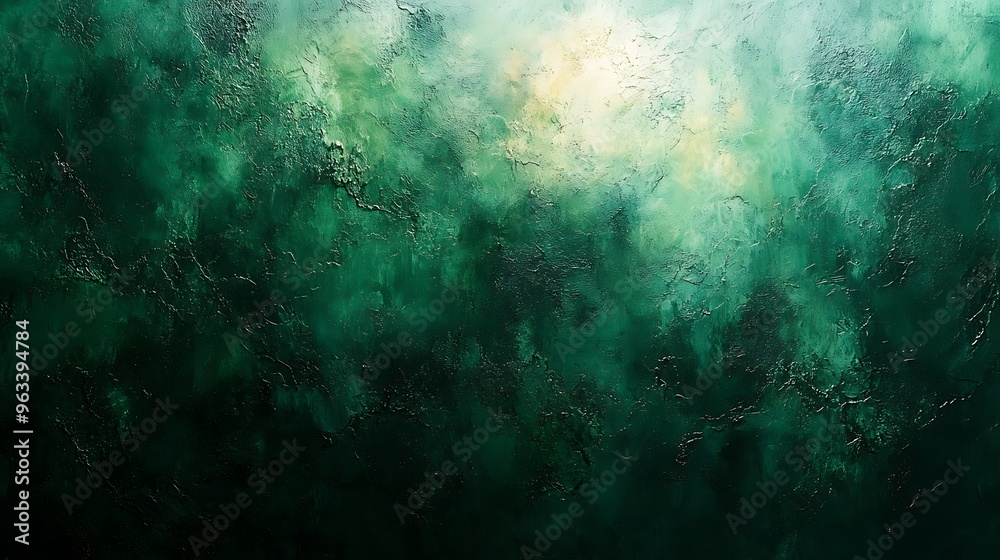 Fototapeta premium Abstract green and white painted texture background.