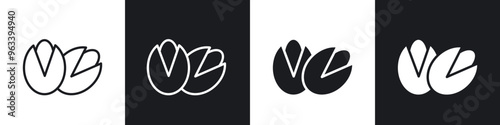 Pistachio icon in filled and stroke