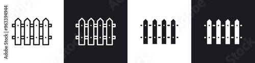 Plank fence icon in filled and stroke