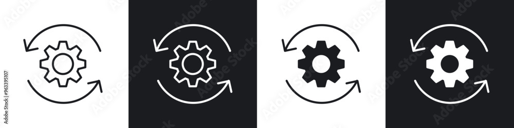 Recovery gear icon in filled and stroke Recovery gear icon in filled and stroke