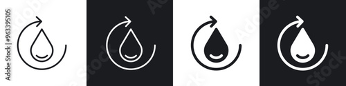 Recycle water icon in filled and stroke