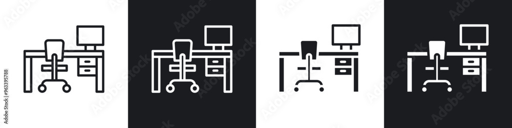 Study table icon in filled and stroke Study table icon in filled and stroke