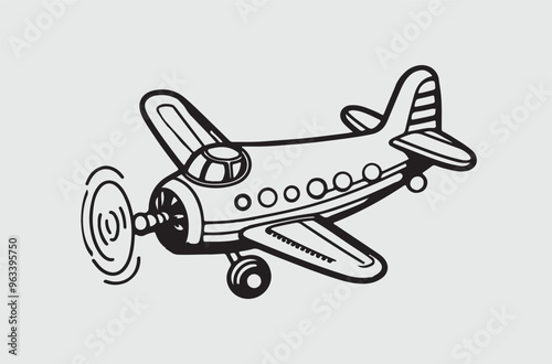 Black line art of a air craft air plane  for kids coloring book coloring page doodle art in white background