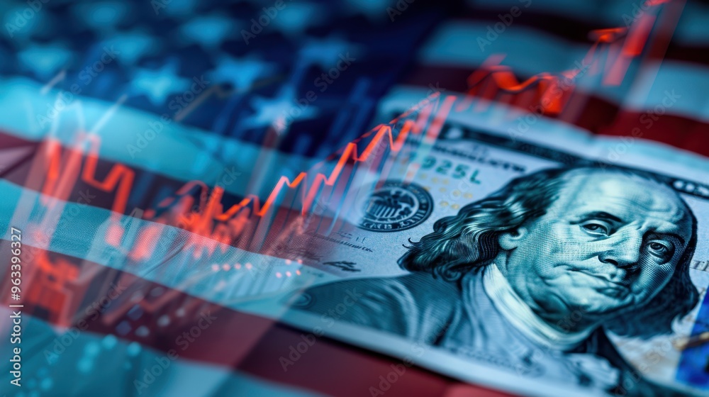 Fototapeta premium The Money on American Flag