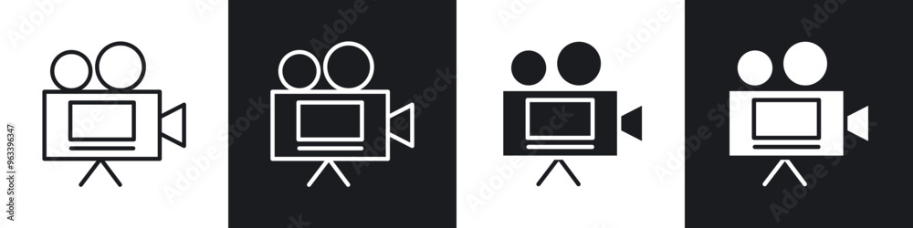 Video camera icon in filled and stroke Video camera icon in filled and stroke
