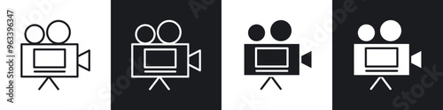 Video camera icon in filled and stroke