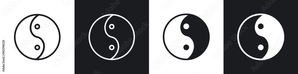 Yin yang icon in filled and stroke Yin yang icon in filled and stroke