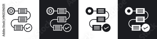 Workflow process icon in filled and stroke
