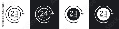 24 hours icon in filled and stroke