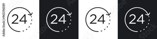 24 Hour time icon in filled and stroke