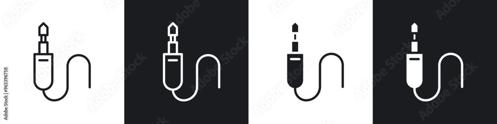 Obraz premium Audio cable icon in filled and stroke
