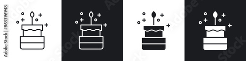 Birthday cake icon in filled and stroke