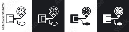 Blood pressure meter icon in filled and stroke