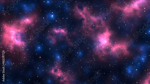 A stunning cosmic backdrop filled with vibrant pink and blue nebulae, creating an enchanting view of the universe's beauty. photo