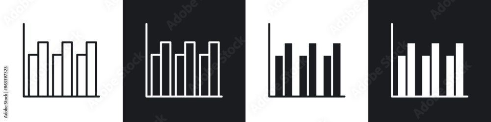 Chart histogram icon in filled and stroke Chart histogram icon in filled and stroke