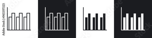 Chart histogram icon in filled and stroke