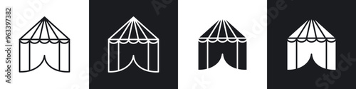 Circus tent icon in filled and stroke