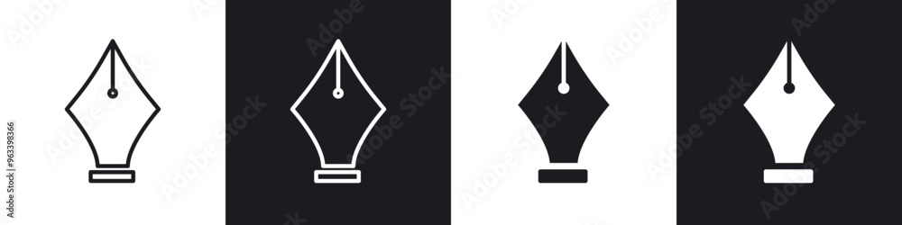 Fountain pen icon in filled and stroke
