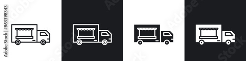 Food truck icon in filled and stroke
