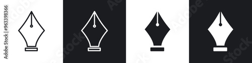 Fountain pen icon in filled and stroke