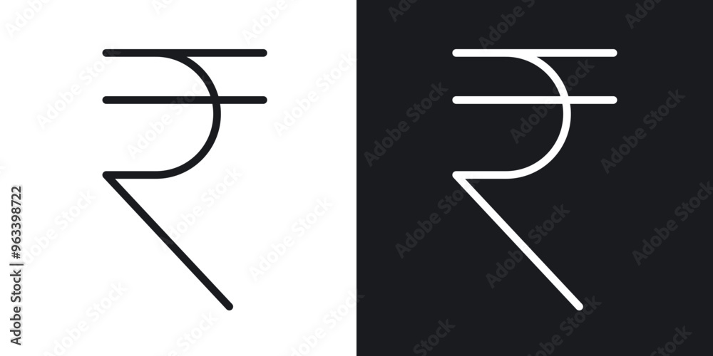 Indian rupee icon in filled and stroke Indian rupee icon in filled and stroke